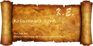 Kolozsvári Ernő névjegykártya